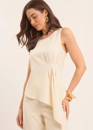 Doce Trama - Blusa Recorte Assimétrico Branco - DOCE TRAMA