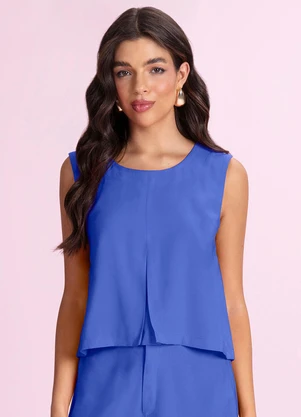 Angel - Blusa Regata Alfaiataria Azul - ANGEL