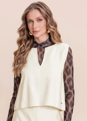 Angel - Blusa Regata Alfaiataria Bege - ANGEL