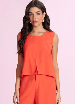 Angel - Blusa Regata Alfaiataria Laranja - ANGEL