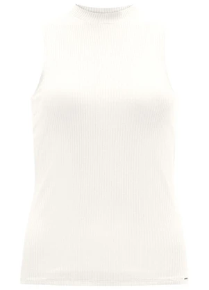 Lunender - Blusa Regata Básica em Malha Canelada Off White - LUNENDER