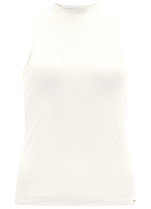 Lunender - Blusa Regata Básica em Malha Canelada Off White