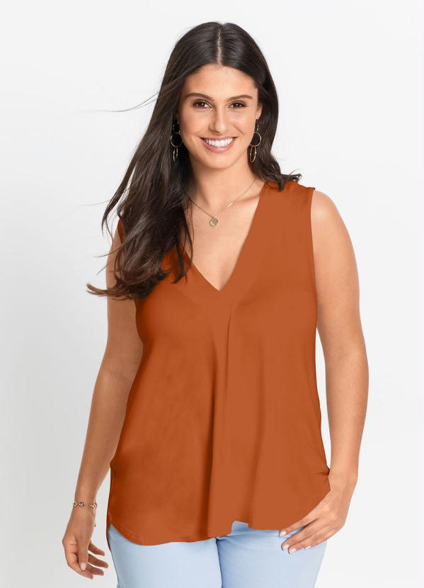 bonprix - Blusa Regata Básica Laranja Terroso 4