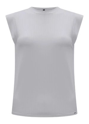 Lunender - Blusa Regata Básica Muscle Tee Canelada Cinza - LUNENDER