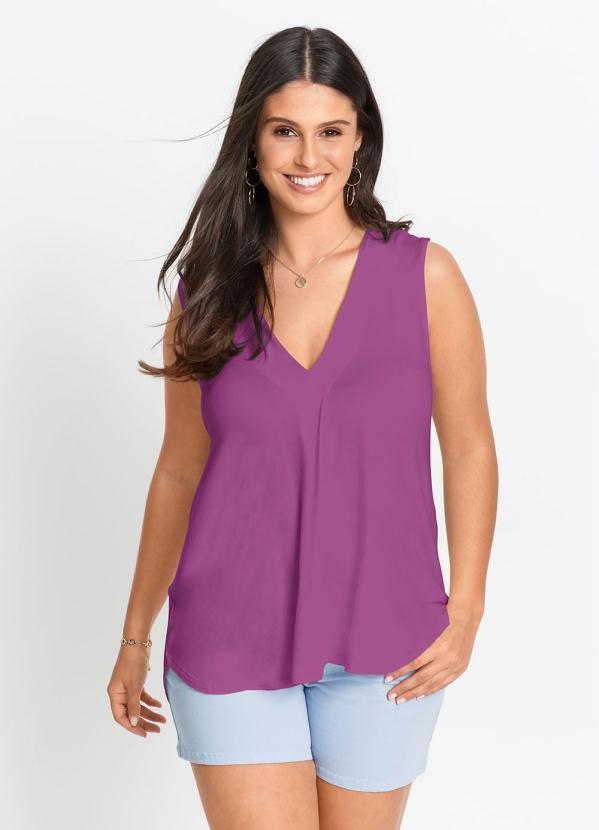 bonprix - Blusa Regata Básica Roxo