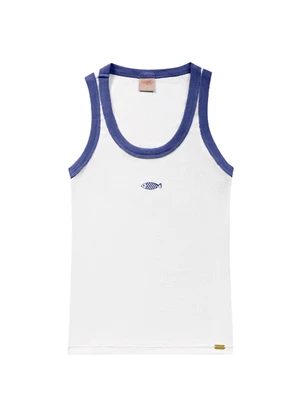 Angel - Blusa Regata Bordada Azul - ANGEL