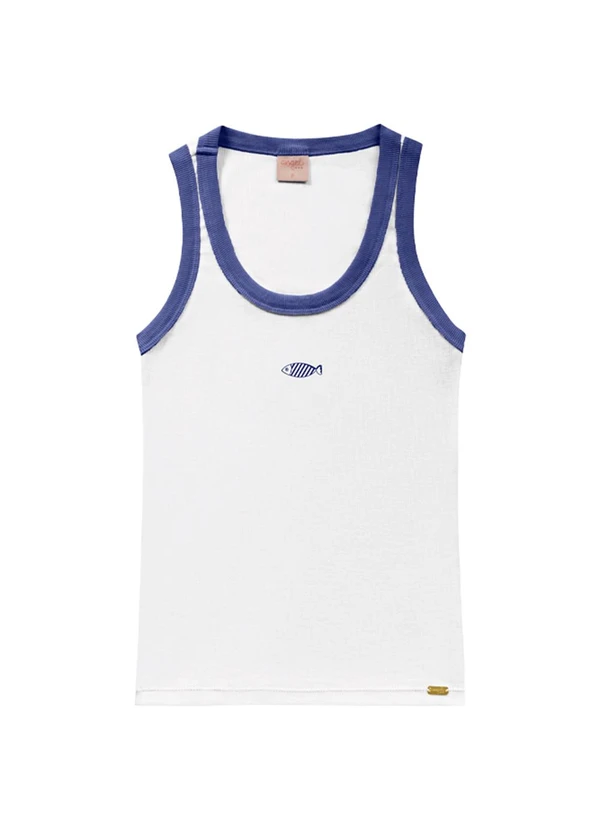 Angel - Blusa Regata Bordada Azul