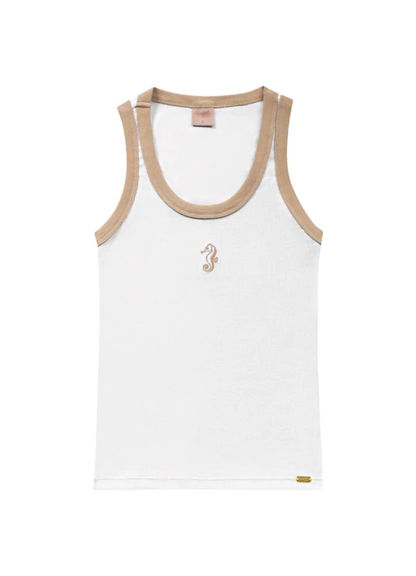 Angel - Blusa Regata Bordada Bege