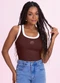 Angel - Blusa Regata Bordada Laranja - variação: Marrom