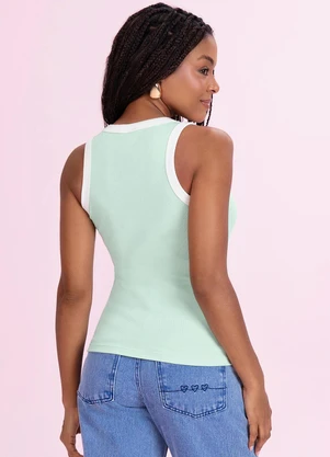 Angel - Blusa Regata Bordada Verde - ANGEL