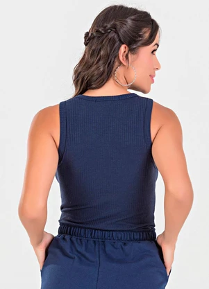 Meu Jeans - Blusa Regata Canelada Azul Marinho - MEU JEANS