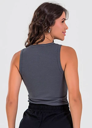 Meu Jeans - Blusa Regata Canelada Chumbo - MEU JEANS
