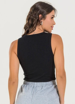 Meu Jeans - Blusa Regata Canelada Preto - MEU JEANS