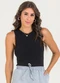 Meu Jeans - Blusa Regata Canelada Verde Sea - variação: Preto