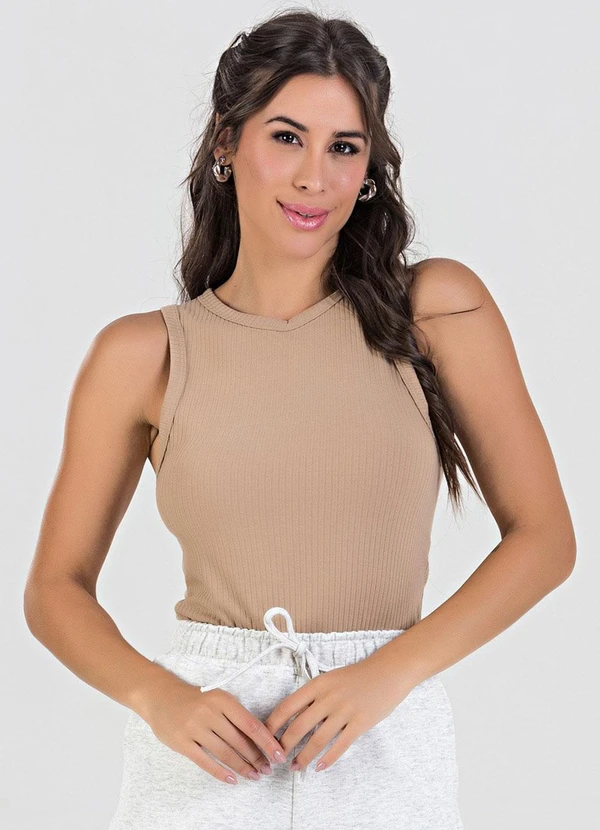 Meu Jeans - Blusa Regata Canelada Terra