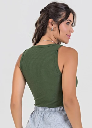 Meu Jeans - Blusa Regata Canelada Verde Militar - MEU JEANS