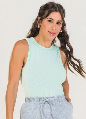 Meu Jeans - Blusa Regata Canelada Verde Sea - MEU JEANS