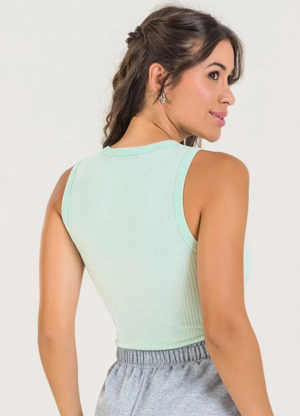 Meu Jeans - Blusa Regata Canelada Verde Sea 2