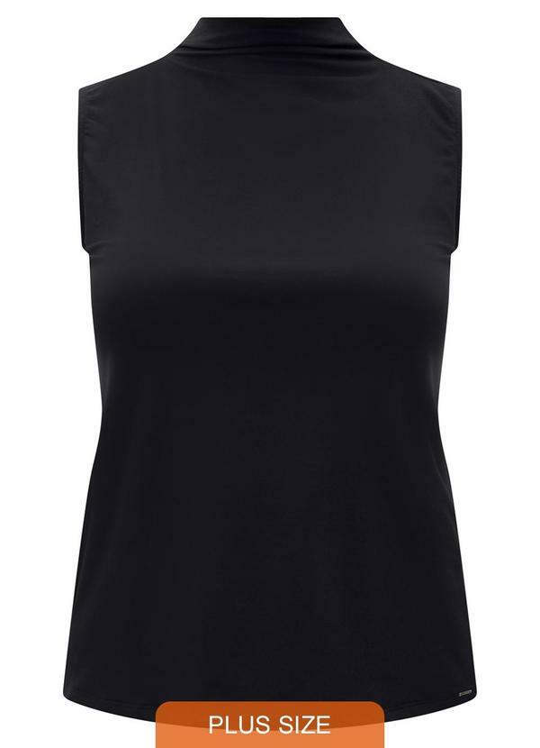 Lunender Mais Mulher - Blusa Regata com Gola Alta Plus Size Preto