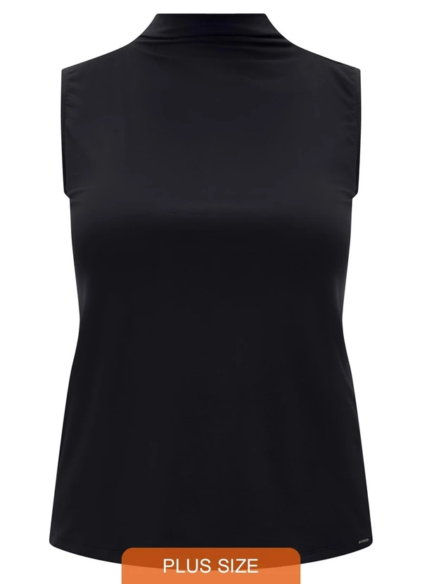 Lunender Mais Mulher - Blusa Regata com Gola Alta Plus Size Preto