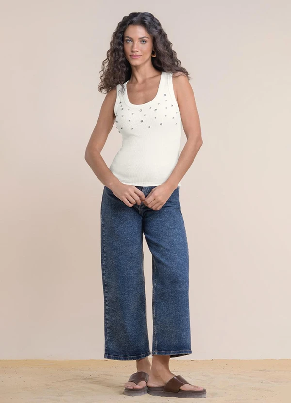 Angel - Blusa Regata com Pedrarias Bege 3