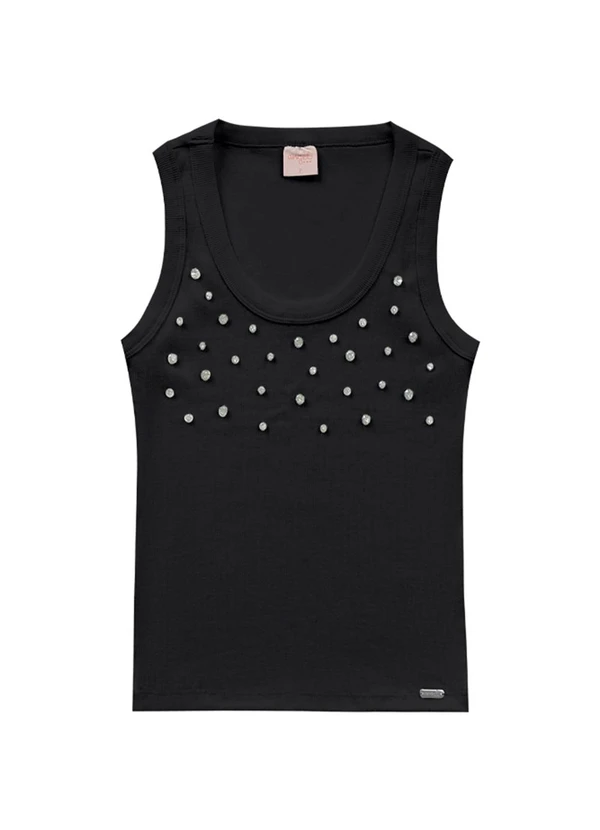 Angel - Blusa Regata com Pedrarias Preto