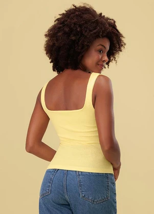 Angel - Blusa Regata Decote Quadrado Basic Amarelo - ANGEL