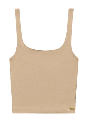 Angel - Blusa Regata Decote Quadrado Basic Bege - ANGEL