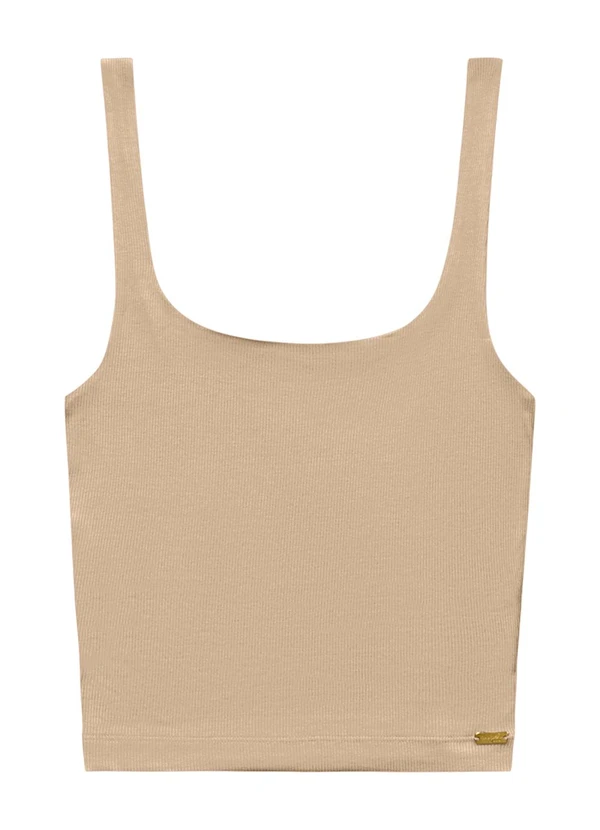 Angel - Blusa Regata Decote Quadrado Basic Bege