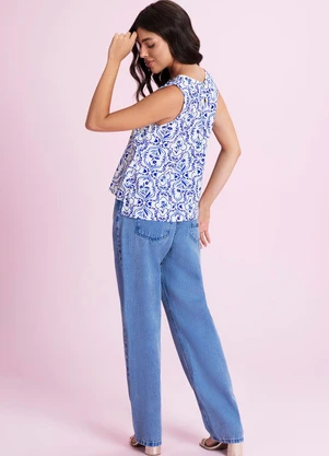 Angel - Blusa Regata Estampada Azul - ANGEL