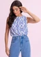 Angel - Blusa Regata Estampada Preto - variação: Azul