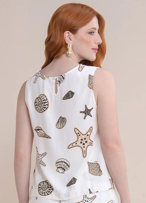 Angel - Blusa Regata Estampada Branco - ANGEL