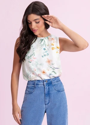 Angel - Blusa Regata Estampada Branco - ANGEL