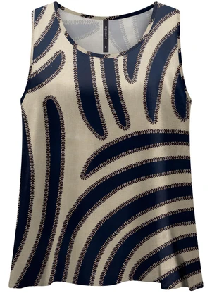 Lunender - Blusa Regata Estampada com Decote Redondo Azul - LUNENDER