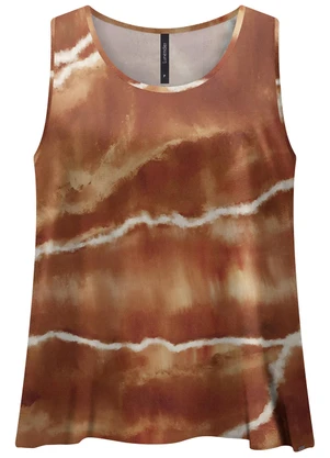 Lunender - Blusa Regata Estampada com Decote Redondo Bege - LUNENDER