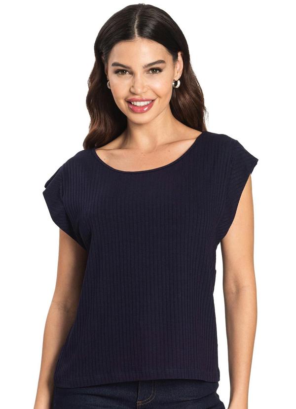 Rovitex - Blusa Regata Feminina Canelada Azul