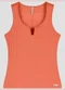 Cereja Rosa - Blusa Regata Feminina em Cotton Canelado Laranja - variação: Laranja