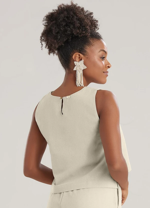 Angel - Blusa Regata Linho Bege 2