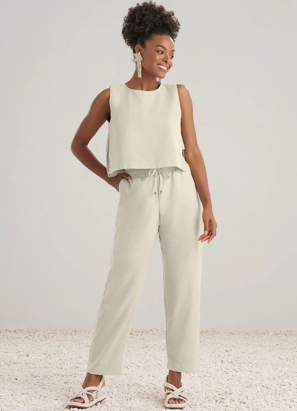 Angel - Blusa Regata Linho Bege 3