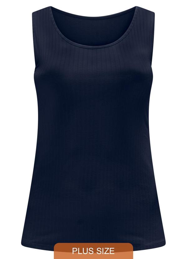 Lunender Mais Mulher - Blusa Regata Lisa Canelada Decote Redondo Azul