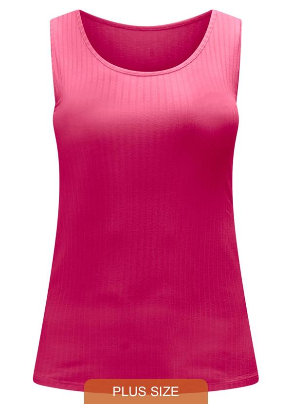 Lunender Mais Mulher - Blusa Regata Lisa Canelada Decote Redondo Rosa