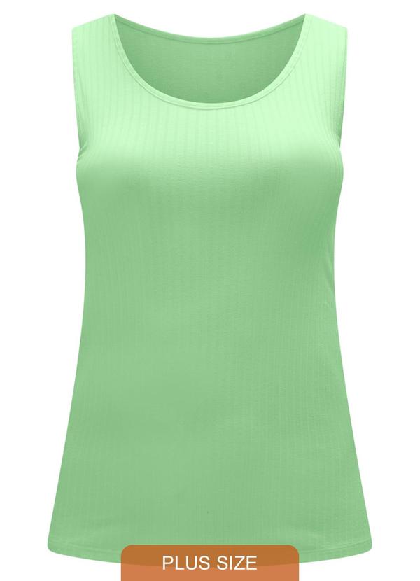 Lunender Mais Mulher - Blusa Regata Lisa Canelada Decote Redondo Verde