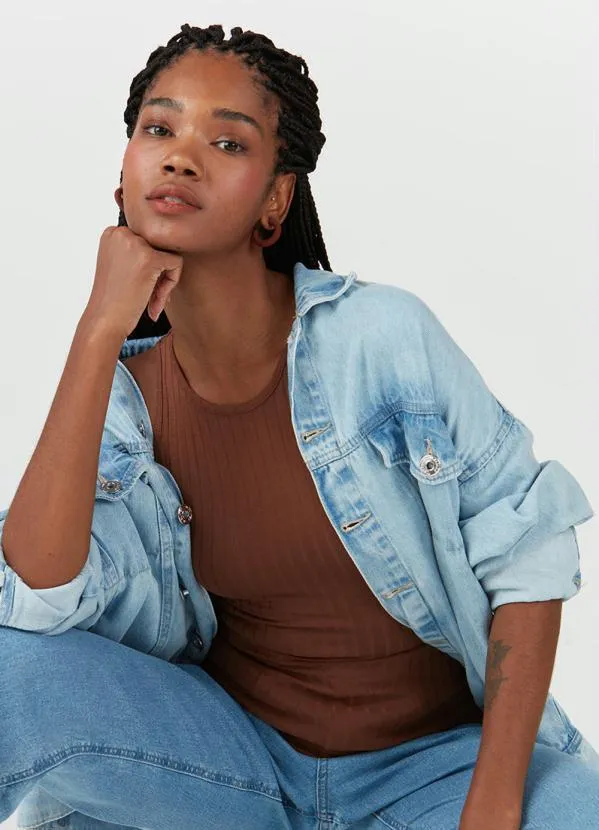 Malwee - Blusa Regata Malha Canelada de Viscose Marrom 3