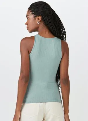 Malwee - Blusa Regata Malha Canelada de Viscose Verde - MALWEE