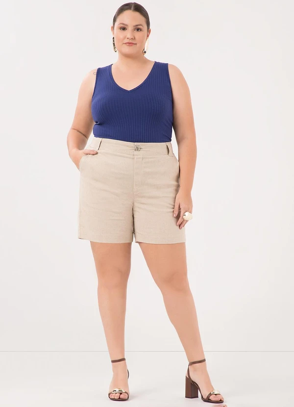 Lunender Mais Mulher - Blusa Regata Plus Size com Decote em V Azul 2