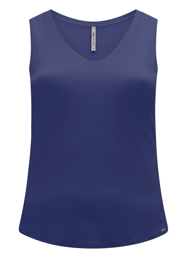 Lunender Mais Mulher - Blusa Regata Plus Size com Decote em V Azul 5