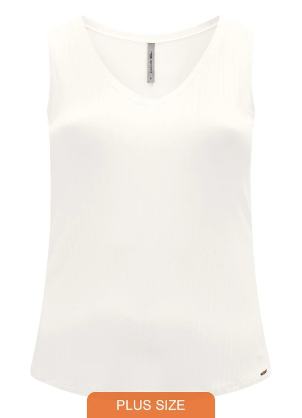 Lunender Mais Mulher - Blusa Regata Plus Size com Decote em V Branco