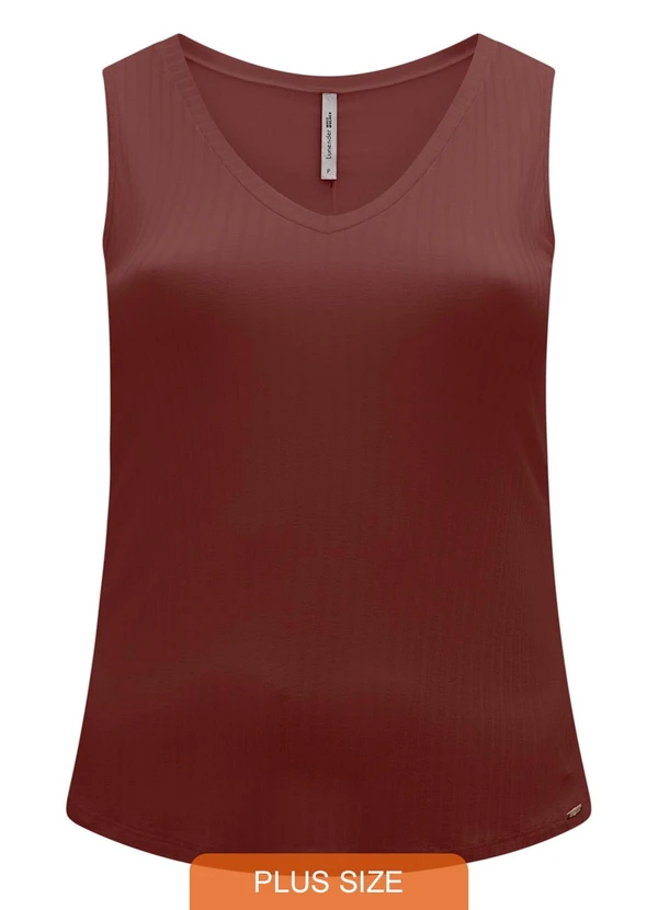 Lunender Mais Mulher - Blusa Regata Plus Size com Decote em V Marrom