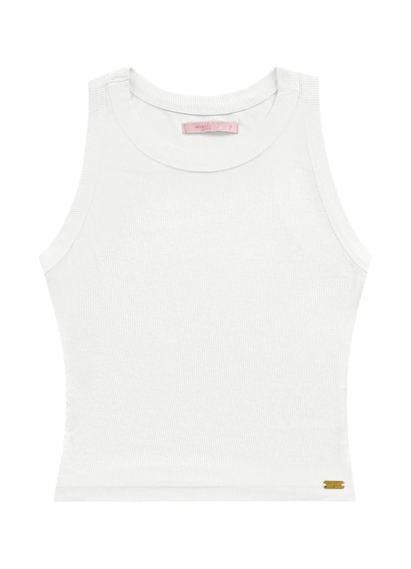 Angel - Blusa Regata Ribana Basic Branco
