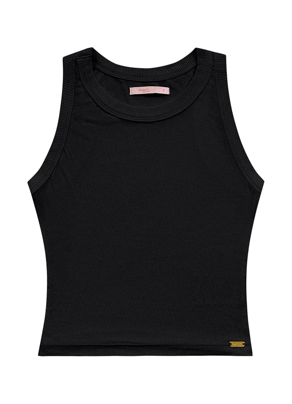 Angel - Blusa Regata Ribana Basic Preto